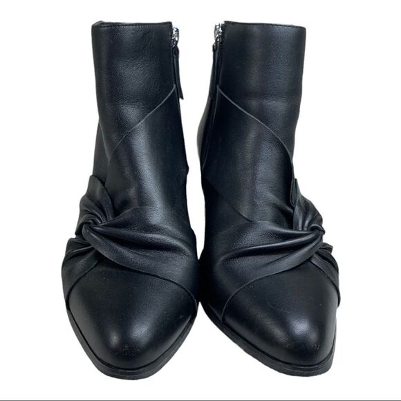 Nic + Zoe Amorie 2 Black Leather Booties Boots 9 Twisted Bow Accent Nic+Zoe - Picture 3 of 11